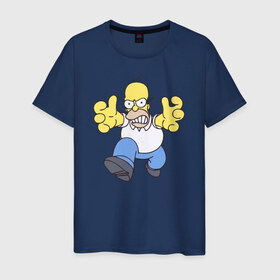 Мужская футболка хлопок с принтом Angry Homer в Новосибирске, 100% хлопок | прямой крой, круглый вырез горловины, длина до линии бедер, слегка спущенное плечо. | angry homer simpson симпсон злой гомер барт