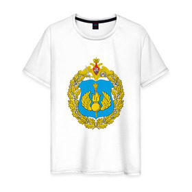 Мужская футболка хлопок с принтом Воздушно-десантные войска в Новосибирске, 100% хлопок | прямой крой, круглый вырез горловины, длина до линии бедер, слегка спущенное плечо. | армия | военный | воздушно десантные войска | войска | вооруженные | силы | служба | эмблема