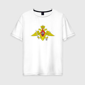 Женская футболка хлопок Oversize с принтом РВСН средняя в Новосибирске, 100% хлопок | свободный крой, круглый ворот, спущенный рукав, длина до линии бедер
 | армия | военный | войска | вооруженные | рвсн средняя | силы | служба | эмблема