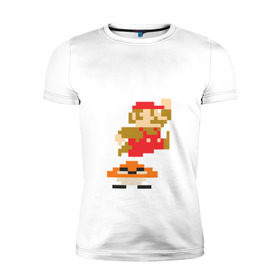 Мужская футболка премиум с принтом Mario в Новосибирске, 92% хлопок, 8% лайкра | приталенный силуэт, круглый вырез ворота, длина до линии бедра, короткий рукав | nintendo | марио | нинтендо