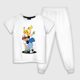 Детская пижама хлопок с принтом Пикачу в Новосибирске, 100% хлопок |  брюки и футболка прямого кроя, без карманов, на брюках мягкая резинка на поясе и по низу штанин
 | 