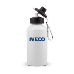 Бутылка спортивная с принтом Iveco в Новосибирске, металл | емкость — 500 мл, в комплекте две пластиковые крышки и карабин для крепления | Тематика изображения на принте: ивеко