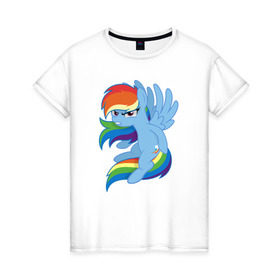 Женская футболка хлопок с принтом Rainbow Dash Angry в Новосибирске, 100% хлопок | прямой крой, круглый вырез горловины, длина до линии бедер, слегка спущенное плечо | friendship is magic | my little pony | rainbow dash