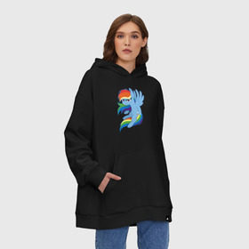 Худи SuperOversize хлопок с принтом Rainbow Dash Angry в Новосибирске, 70% хлопок, 30% полиэстер, мягкий начес внутри | карман-кенгуру, эластичная резинка на манжетах и по нижней кромке, двухслойный капюшон
 | friendship is magic | my little pony | rainbow dash