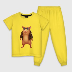 Детская пижама хлопок с принтом Хомяк в Новосибирске, 100% хлопок |  брюки и футболка прямого кроя, без карманов, на брюках мягкая резинка на поясе и по низу штанин
 | арт | животные | зверь | няша | смешное | хомяк | хомячок