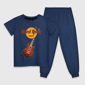 Детская пижама хлопок с принтом Hard Rock cafe в Новосибирске, 100% хлопок |  брюки и футболка прямого кроя, без карманов, на брюках мягкая резинка на поясе и по низу штанин
 | Тематика изображения на принте: гитара