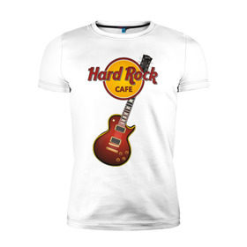 Мужская футболка премиум с принтом Hard Rock cafe в Новосибирске, 92% хлопок, 8% лайкра | приталенный силуэт, круглый вырез ворота, длина до линии бедра, короткий рукав | Тематика изображения на принте: гитара