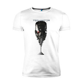 Мужская футболка премиум с принтом Терминатор в Новосибирске, 92% хлопок, 8% лайкра | приталенный силуэт, круглый вырез ворота, длина до линии бедра, короткий рукав | Тематика изображения на принте: genisys | terminator | арнольд | генезис | терминатор | шварцнеггер