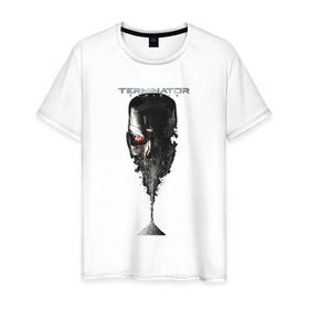 Мужская футболка хлопок с принтом Терминатор в Новосибирске, 100% хлопок | прямой крой, круглый вырез горловины, длина до линии бедер, слегка спущенное плечо. | Тематика изображения на принте: genisys | terminator | арнольд | генезис | терминатор | шварцнеггер