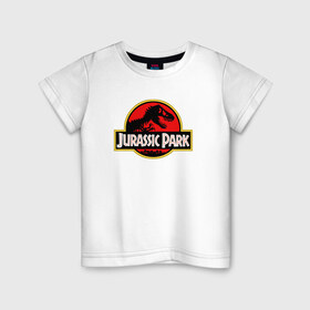 Детская футболка хлопок с принтом Jurassic park в Новосибирске, 100% хлопок | круглый вырез горловины, полуприлегающий силуэт, длина до линии бедер | юрского периода