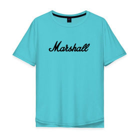 Мужская футболка хлопок Oversize с принтом Marshall logo в Новосибирске, 100% хлопок | свободный крой, круглый ворот, “спинка” длиннее передней части | guitars | marshall | music | гитары | музыка