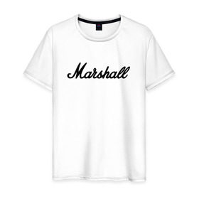 Мужская футболка хлопок с принтом Marshall logo в Новосибирске, 100% хлопок | прямой крой, круглый вырез горловины, длина до линии бедер, слегка спущенное плечо. | guitars | marshall | music | гитары | музыка