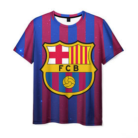 Мужская футболка 3D с принтом Барселона в Новосибирске, 100% полиэфир | прямой крой, круглый вырез горловины, длина до линии бедер | barcelona | барса | барселона | спорт | фк | футбол