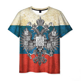 Мужская футболка 3D с принтом Россия в Новосибирске, 100% полиэфир | прямой крой, круглый вырез горловины, длина до линии бедер | герб | патриот | россия | рф | флаг