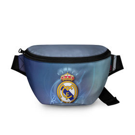 Поясная сумка 3D с принтом Real Madrid в Новосибирске, 100% полиэстер | плотная ткань, ремень с регулируемой длиной, внутри несколько карманов для мелочей, основное отделение и карман с обратной стороны сумки застегиваются на молнию | real madrid | реал мадрид | спорт | футбол