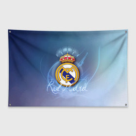 Флаг-баннер с принтом Real Madrid в Новосибирске, 100% полиэстер | размер 67 х 109 см, плотность ткани — 95 г/м2; по краям флага есть четыре люверса для крепления | Тематика изображения на принте: real madrid | реал мадрид | спорт | футбол