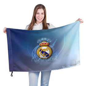 Флаг 3D с принтом Real Madrid в Новосибирске, 100% полиэстер | плотность ткани — 95 г/м2, размер — 67 х 109 см. Принт наносится с одной стороны | real madrid | реал мадрид | спорт | футбол