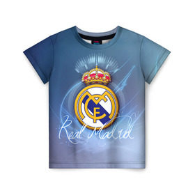 Детская футболка 3D с принтом Real Madrid в Новосибирске, 100% гипоаллергенный полиэфир | прямой крой, круглый вырез горловины, длина до линии бедер, чуть спущенное плечо, ткань немного тянется | real madrid | реал мадрид | спорт | футбол