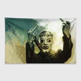 Флаг-баннер с принтом Slipknot в Новосибирске, 100% полиэстер | размер 67 х 109 см, плотность ткани — 95 г/м2; по краям флага есть четыре люверса для крепления | deth | rock | slipknot | маска | мрак | рок | слипнот