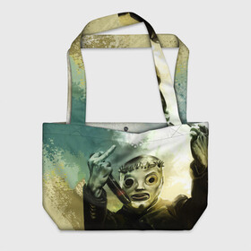 Пляжная сумка 3D с принтом Slipknot в Новосибирске, 100% полиэстер | застегивается на металлическую кнопку; внутренний карман застегивается на молнию. Стенки укреплены специальным мягким материалом, чтобы защитить содержимое от несильных ударов
 | deth | rock | slipknot | маска | мрак | рок | слипнот