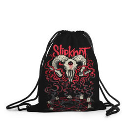 Рюкзак-мешок 3D с принтом Slipknot в Новосибирске, 100% полиэстер | плотность ткани — 200 г/м2, размер — 35 х 45 см; лямки — толстые шнурки, застежка на шнуровке, без карманов и подкладки | deth | rock | slipknot | баран | маска | мрак | рок | слипнот | череп