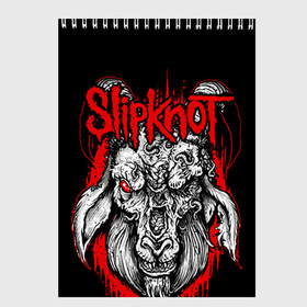 Скетчбук с принтом Slipknot в Новосибирске, 100% бумага
 | 48 листов, плотность листов — 100 г/м2, плотность картонной обложки — 250 г/м2. Листы скреплены сверху удобной пружинной спиралью | deth | rock | slipknot | маска | мрак | рок | слипнот | череп