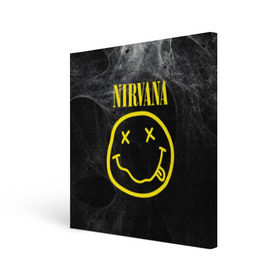 Холст квадратный с принтом Nirvana в Новосибирске, 100% ПВХ |  | Тематика изображения на принте: cobain | curt | nirvana | rock | smile | кобейн | курт | рок | смайл