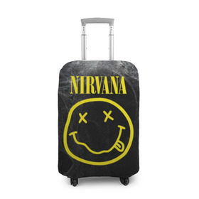 Чехол для чемодана 3D с принтом Nirvana в Новосибирске, 86% полиэфир, 14% спандекс | двустороннее нанесение принта, прорези для ручек и колес | Тематика изображения на принте: cobain | curt | nirvana | rock | smile | кобейн | курт | рок | смайл