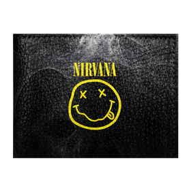 Обложка для студенческого билета с принтом Nirvana в Новосибирске, натуральная кожа | Размер: 11*8 см; Печать на всей внешней стороне | Тематика изображения на принте: cobain | curt | nirvana | rock | smile | кобейн | курт | рок | смайл