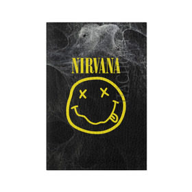 Обложка для паспорта матовая кожа с принтом Nirvana в Новосибирске, натуральная матовая кожа | размер 19,3 х 13,7 см; прозрачные пластиковые крепления | cobain | curt | nirvana | rock | smile | кобейн | курт | рок | смайл