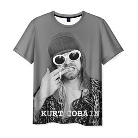 Мужская футболка 3D с принтом Nirvana в Новосибирске, 100% полиэфир | прямой крой, круглый вырез горловины, длина до линии бедер | cobain | curt | nirvana | rock | кобейн | курт | рок