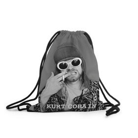 Рюкзак-мешок 3D с принтом Nirvana в Новосибирске, 100% полиэстер | плотность ткани — 200 г/м2, размер — 35 х 45 см; лямки — толстые шнурки, застежка на шнуровке, без карманов и подкладки | Тематика изображения на принте: cobain | curt | nirvana | rock | кобейн | курт | рок