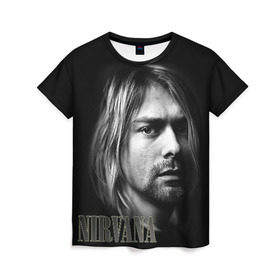 Женская футболка 3D с принтом Nirvana в Новосибирске, 100% полиэфир ( синтетическое хлопкоподобное полотно) | прямой крой, круглый вырез горловины, длина до линии бедер | cobain | curt | nirvana | rock | кобейн | курт | рок