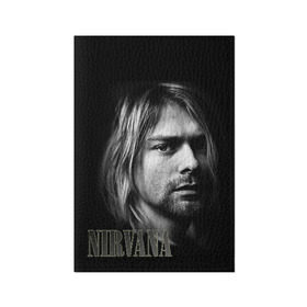 Обложка для паспорта матовая кожа с принтом Nirvana в Новосибирске, натуральная матовая кожа | размер 19,3 х 13,7 см; прозрачные пластиковые крепления | cobain | curt | nirvana | rock | кобейн | курт | рок