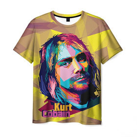Мужская футболка 3D с принтом Nirvana в Новосибирске, 100% полиэфир | прямой крой, круглый вырез горловины, длина до линии бедер | cobain | curt | nirvana | rock | абстракт | кобейн | курт | рок