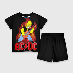 Детский костюм с шортами 3D с принтом AC DC в Новосибирске,  |  | ac dc | acdc | rock | рок | эйсидиси