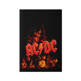 Обложка для паспорта матовая кожа с принтом AC/DC в Новосибирске, натуральная матовая кожа | размер 19,3 х 13,7 см; прозрачные пластиковые крепления | ac dc | acdc | rock | рок | эйсидиси