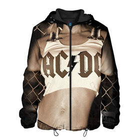 Мужская куртка 3D с принтом AC/DC в Новосибирске, ткань верха — 100% полиэстер, подклад — флис | прямой крой, подол и капюшон оформлены резинкой с фиксаторами, два кармана без застежек по бокам, один большой потайной карман на груди. Карман на груди застегивается на липучку | ac dc | acdc | rock | рок | эйсидиси