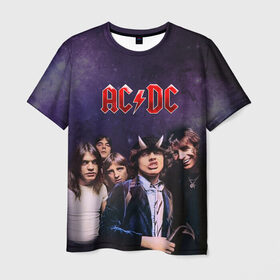 Мужская футболка 3D с принтом AC/DC в Новосибирске, 100% полиэфир | прямой крой, круглый вырез горловины, длина до линии бедер | ac dc | acdc | hell | highway | rock | to | рок | эйсидиси