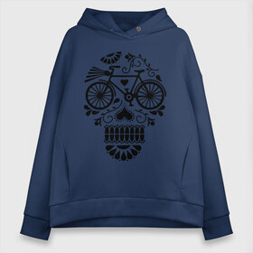 Женское худи Oversize хлопок с принтом Велочереп в Новосибирске, френч-терри — 70% хлопок, 30% полиэстер. Мягкий теплый начес внутри —100% хлопок | боковые карманы, эластичные манжеты и нижняя кромка, капюшон на магнитной кнопке | bicycle | bike | biker | байк | велик | велосипед | велосипедист | велоспорт | велочереп | спорт | череп
