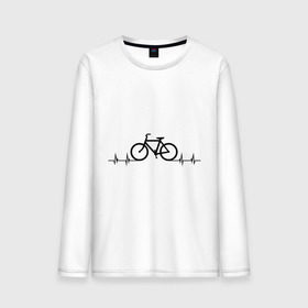 Мужской лонгслив хлопок с принтом Велоспорт в Новосибирске, 100% хлопок |  | bicycle | bike | biker | байк | велик | велосипед | велосипедист | велоспорт | кардиограмма | спорт