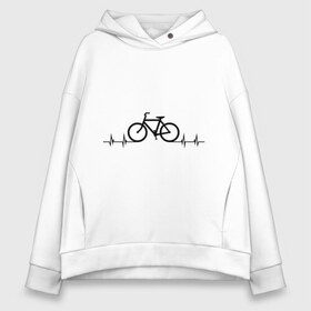 Женское худи Oversize хлопок с принтом Велоспорт в Новосибирске, френч-терри — 70% хлопок, 30% полиэстер. Мягкий теплый начес внутри —100% хлопок | боковые карманы, эластичные манжеты и нижняя кромка, капюшон на магнитной кнопке | bicycle | bike | biker | байк | велик | велосипед | велосипедист | велоспорт | кардиограмма | спорт