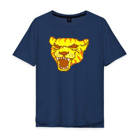 Мужская футболка хлопок Oversize с принтом Tony в Новосибирске, 100% хлопок | свободный крой, круглый ворот, “спинка” длиннее передней части | hotline miami | hotlinemiami | tiger | тигр