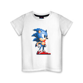 Детская футболка хлопок с принтом Sonic в Новосибирске, 100% хлопок | круглый вырез горловины, полуприлегающий силуэт, длина до линии бедер | nintendo | sonic | нинтендо | соник