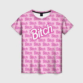 Женская футболка 3D с принтом Bitch в Новосибирске, 100% полиэфир ( синтетическое хлопкоподобное полотно) | прямой крой, круглый вырез горловины, длина до линии бедер | девушкам | пафосные
