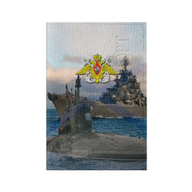 Обложка для паспорта матовая кожа с принтом ВМФ в Новосибирске, натуральная матовая кожа | размер 19,3 х 13,7 см; прозрачные пластиковые крепления | вмф | корабль | морской флот | россия | рф | силовые структуры