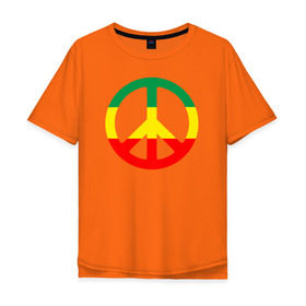 Мужская футболка хлопок Oversize с принтом Rasta peace в Новосибирске, 100% хлопок | свободный крой, круглый ворот, “спинка” длиннее передней части | rasta peace раста мир хиппи