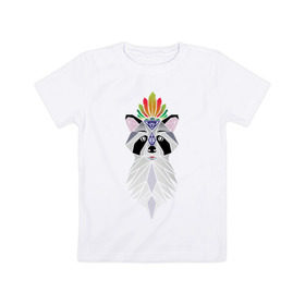 Детская футболка хлопок с принтом Дух енота в Новосибирске, 100% хлопок | круглый вырез горловины, полуприлегающий силуэт, длина до линии бедер | енот