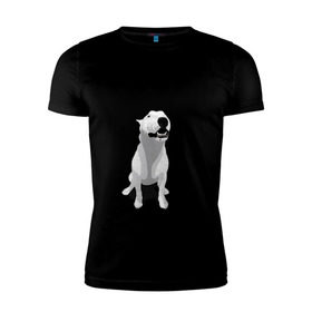 Мужская футболка премиум с принтом Бультерьер в Новосибирске, 92% хлопок, 8% лайкра | приталенный силуэт, круглый вырез ворота, длина до линии бедра, короткий рукав | пес | собака
