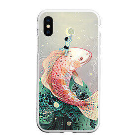 Чехол для iPhone XS Max матовый с принтом Рыба в Новосибирске, Силикон | Область печати: задняя сторона чехла, без боковых панелей | волны | искусство | мальчик | рыба